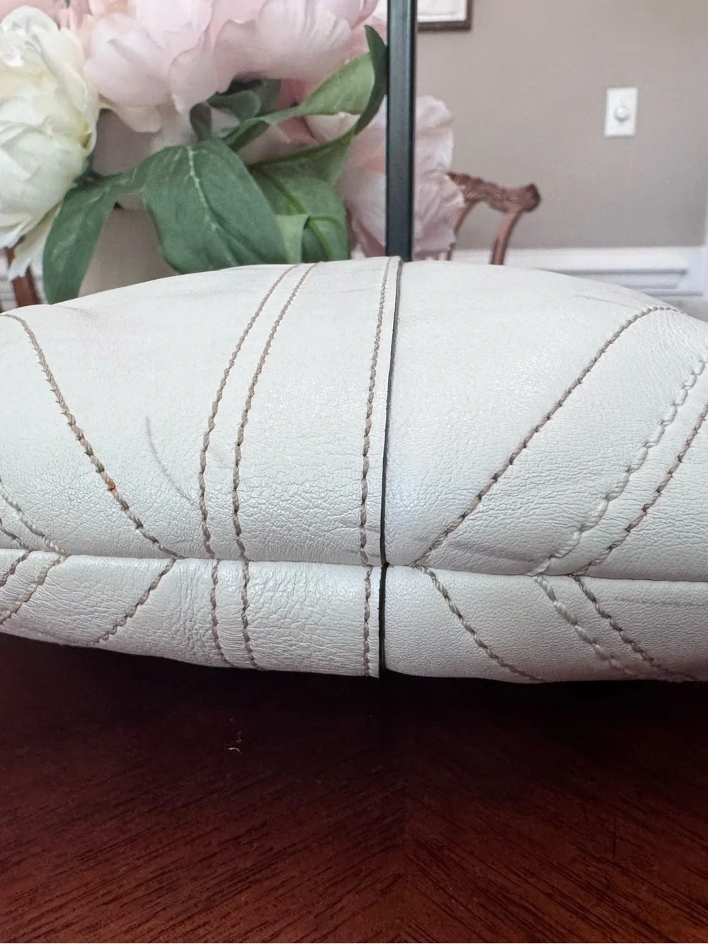 Vintage Coach Soho Cream Pebbled Leather Crossbody Bag & Wristlet Set
